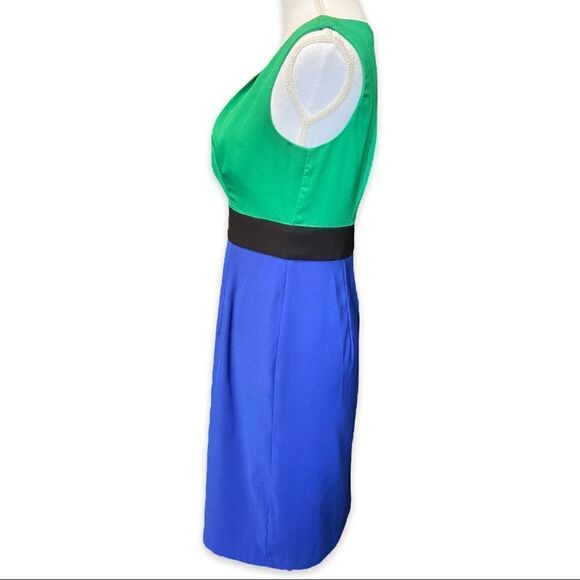 AB Studio Green and Blue Color Block Sheath Dress Size 6 - Picture 2 of 9